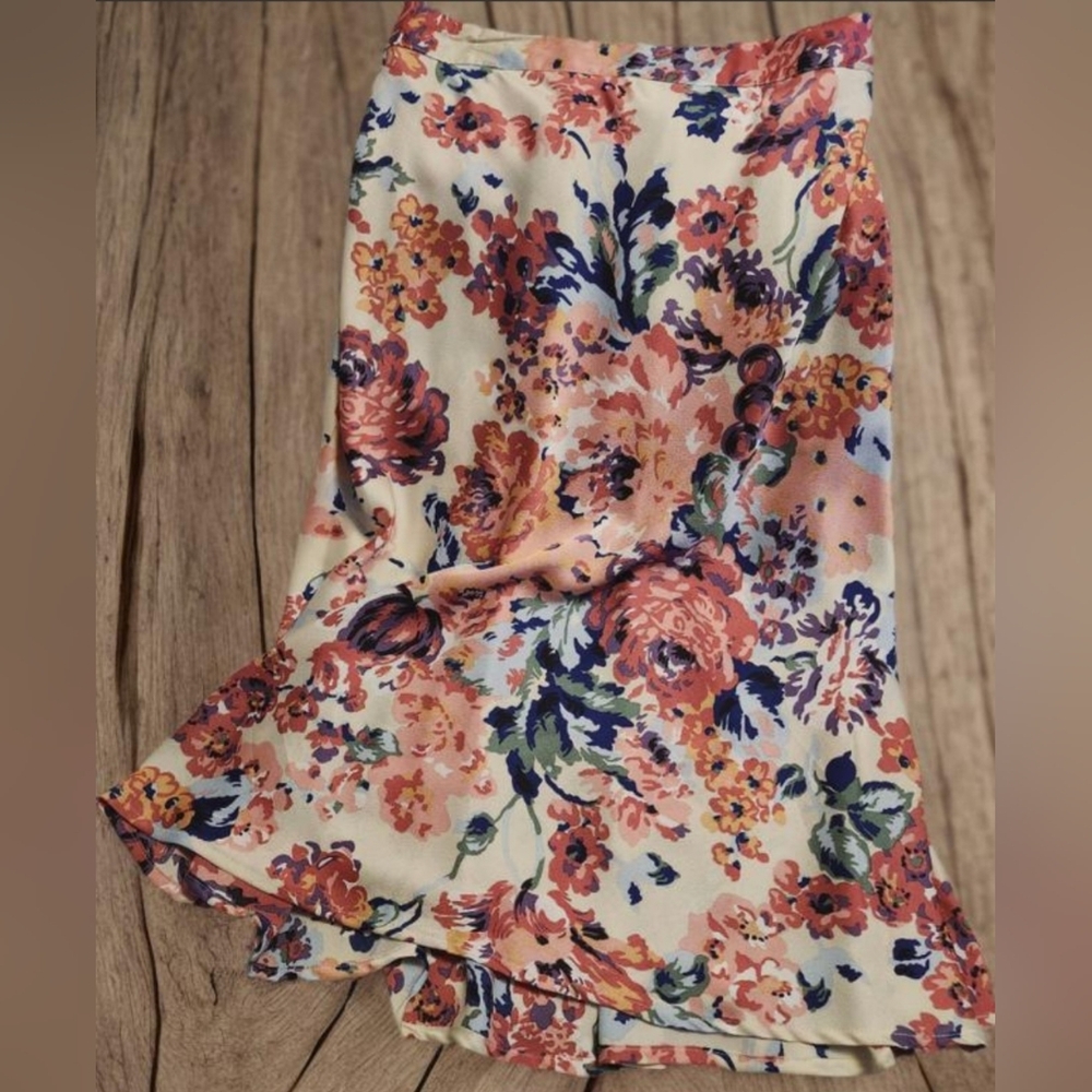 New Directions Floral A-Line Skirt - Multicolor